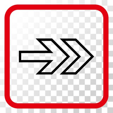 Yöne doğru vektör simgesi bir çerçeve içinde