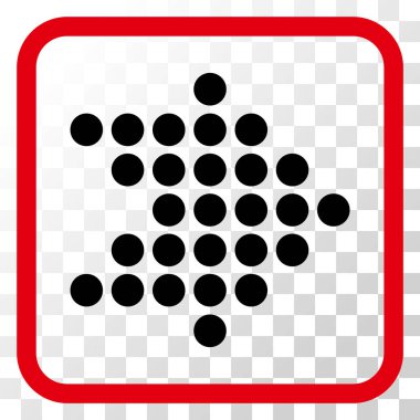 Noktalı ok doğru vektör simgesi bir çerçeve içinde