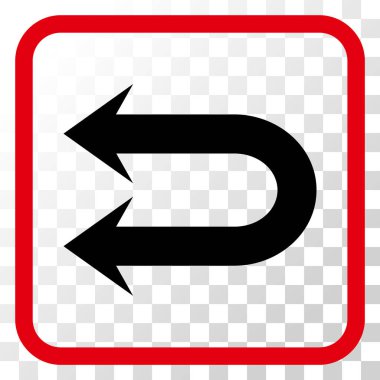 Çift sol ok vektör simgesi bir çerçeve içinde