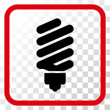 Floresan ampul vektör simgesi bir çerçeve içinde