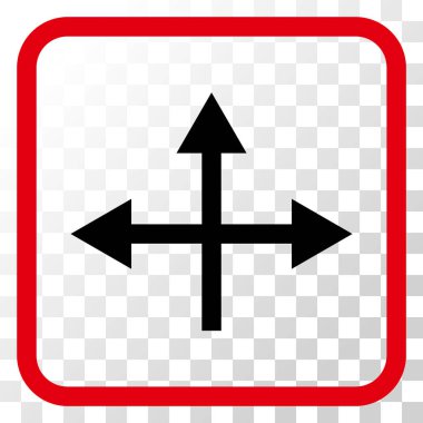 Kavşak yön vektör simgesi bir çerçeve içinde