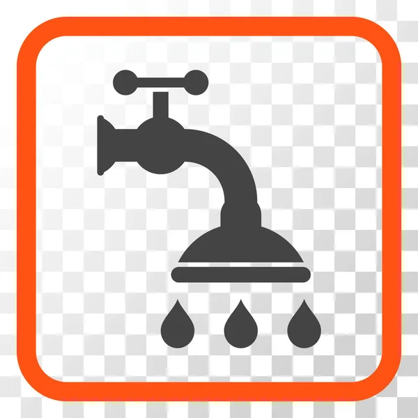 Icona vettoriale rubinetto doccia in una cornice — Vettoriale Stock