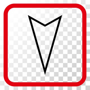 İşaretçi vektör simgesi bir çerçeve içinde aşağı