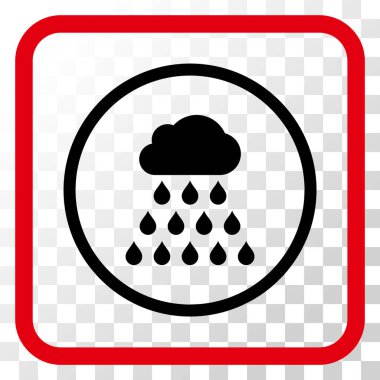 Yağmur bulutu vektör simgesi bir çerçeve içinde