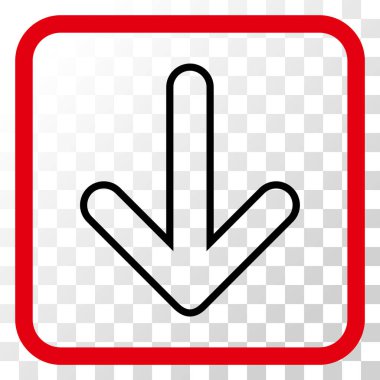 Vektör simgesi bir çerçeve içinde aşağı yönlü ok