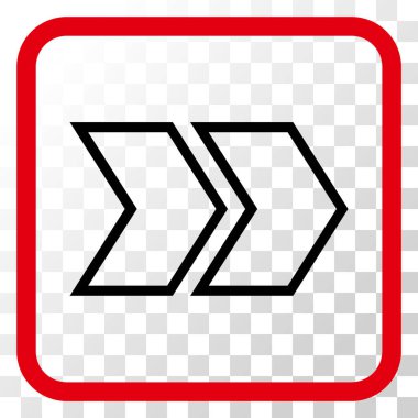 Üst karakter doğru vektör simgesi bir çerçeve içinde