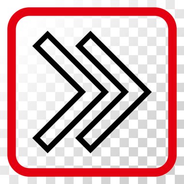 Üst karakter doğru vektör simgesi bir çerçeve içinde