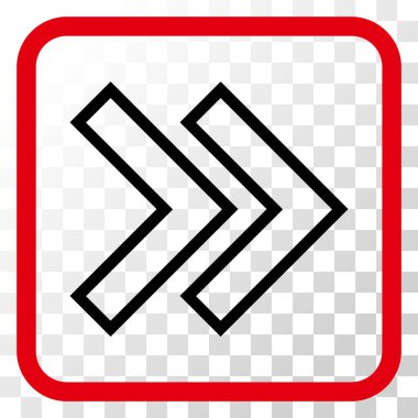 Üst karakter doğru vektör simgesi bir çerçeve içinde