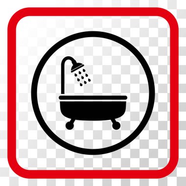 Duş Banyo vektör simgesi bir çerçeve içinde