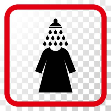 Duş yıkama kadın elbise vektör simgesi bir çerçeve içinde