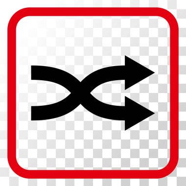 Shuffle okları doğru vektör simgesi bir çerçeve içinde