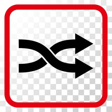 Shuffle okları doğru vektör simgesi bir çerçeve içinde