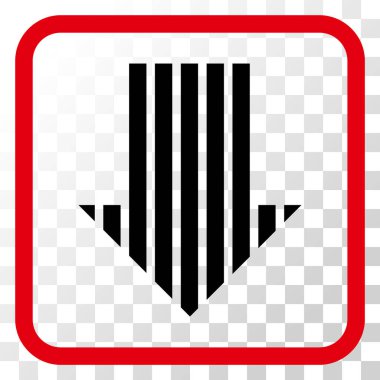 Vektör simgesi bir çerçeve içinde aşağı çizgili ok