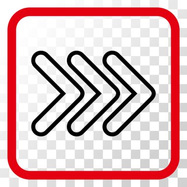 İşaretçi doğru vektör simgesi bir çerçeve içinde üçlü