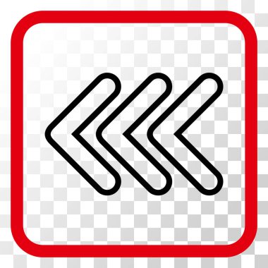 İşaretçi sol vektör simgesi bir çerçeve içinde üçlü