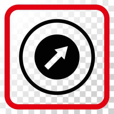 Yukarı sağ yuvarlak ok vektör simgesi bir çerçeve içinde