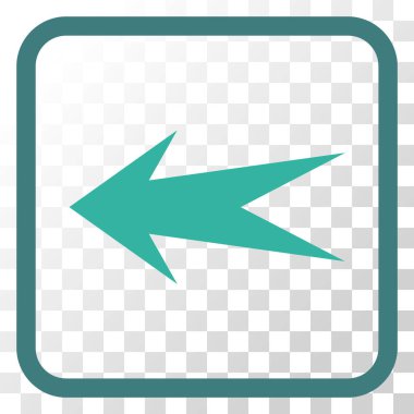 Ok sol vektör simgesi bir çerçeve içinde