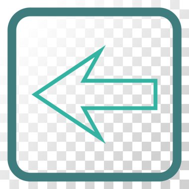 Ok sol vektör simgesi bir çerçeve içinde