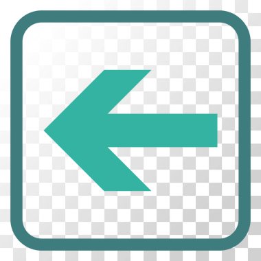 Ok sol vektör simgesi bir çerçeve içinde