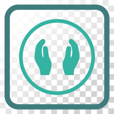 Bakım el vektör simgesi bir çerçeve içinde