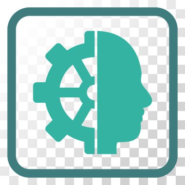 Cyborg dişli vektör simgesi bir çerçeve içinde