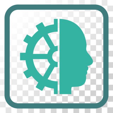 Cyborg dişli vektör simgesi bir çerçeve içinde