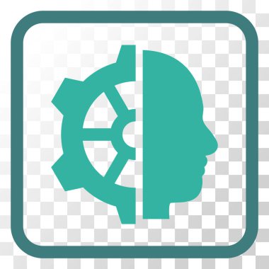 Cyborg dişli vektör simgesi bir çerçeve içinde