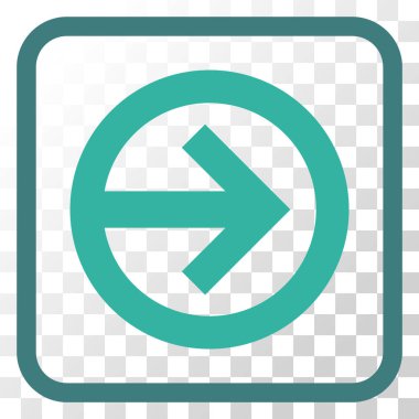 Yöne doğru vektör simgesi bir çerçeve içinde