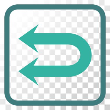 Çift sol ok vektör simgesi bir çerçeve içinde