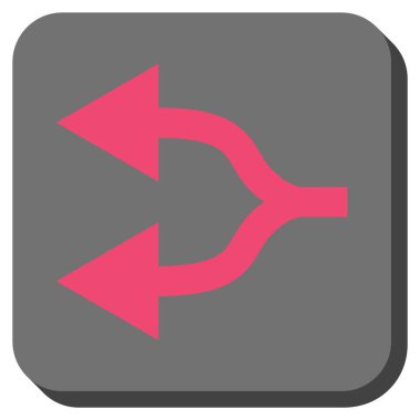 Split oklar sola yuvarlak kare vektör simgesi