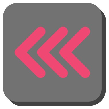 Üçlü ok ucu sol yuvarlak kare vektör simgesi