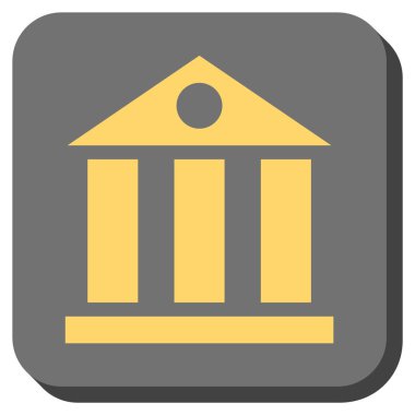 Banka Binası yuvarlak kare vektör simgesi