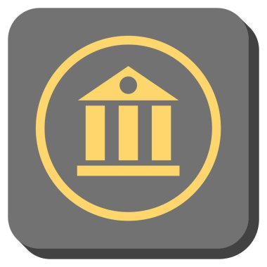 Banka Binası yuvarlak kare vektör simgesi