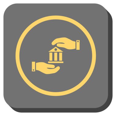 Banka hizmet yuvarlak kare vektör simgesi