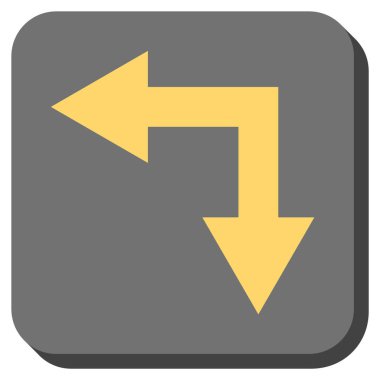 Bifurkasyon ok sol aşağı kare vektör simge yuvarlak