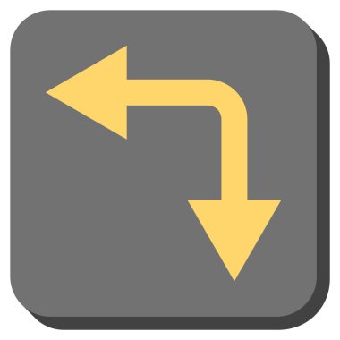 Bifurkasyon ok sol aşağı kare vektör simge yuvarlak