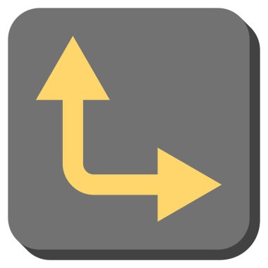 Bifurkasyon ok sağa yukarı yuvarlak kare vektör simgesi