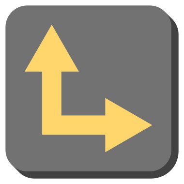 Bifurkasyon ok sağa yukarı yuvarlak kare vektör simgesi