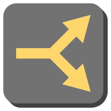 Bifurkasyon ok sağ yuvarlak kare vektör simgesi