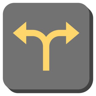 Bifurkasyon oklar sola doğru kare vektör simge yuvarlak