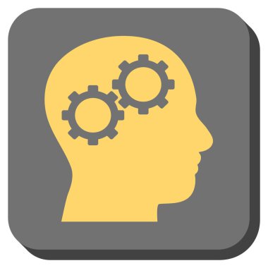 Beyin Gears yuvarlak kare vektör simgesi