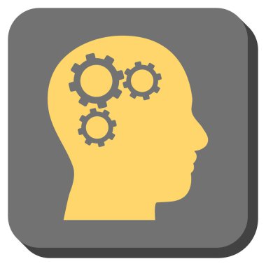 Beyin Gears yuvarlak kare vektör simgesi