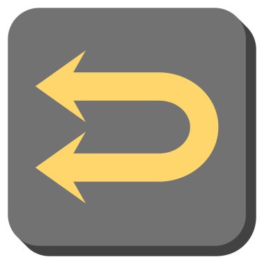 Çift sol ok yuvarlak kare vektör simgesi