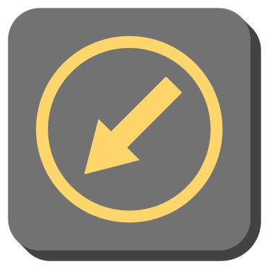 Yuvarlak aşağı sol ok yuvarlak kare vektör simgesi