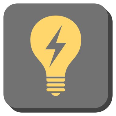 Elektrikli ampul yuvarlak kare vektör simgesi