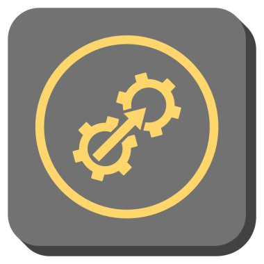 Dişli Tümleştirme yuvarlak kare vektör simgesi