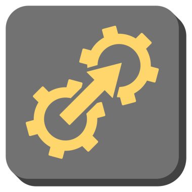 Dişli Tümleştirme yuvarlak kare vektör simgesi