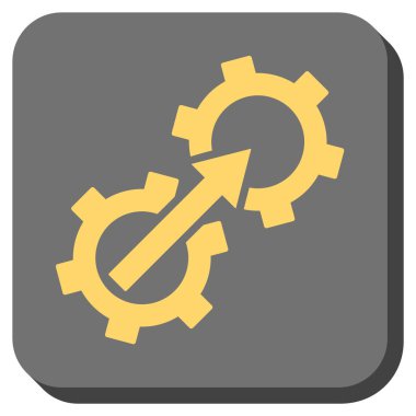 Dişli Tümleştirme yuvarlak kare vektör simgesi