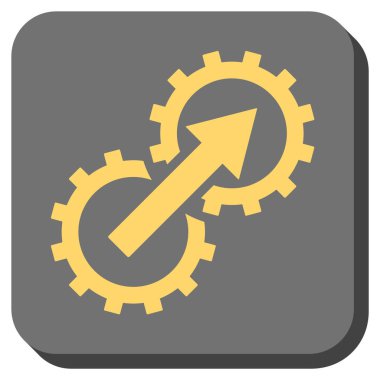 Dişli Tümleştirme yuvarlak kare vektör simgesi