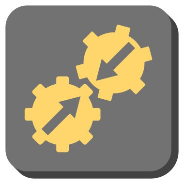 Dişli Tümleştirme yuvarlak kare vektör simgesi